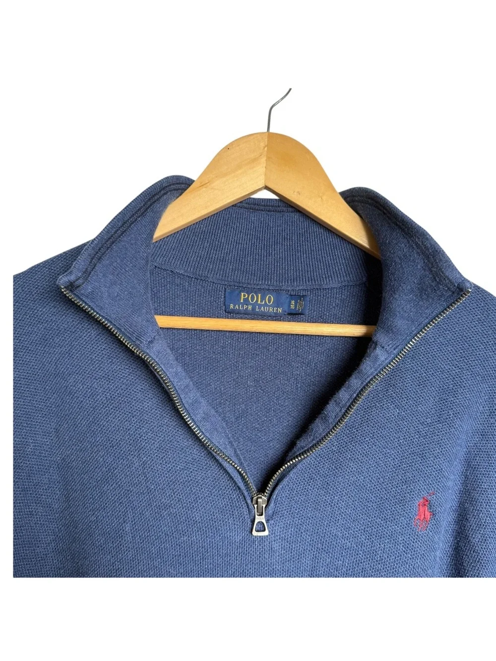 Polo Ralph Lauren Quarter Zip Pullover Sweater Size XL Mock Neck Blue Pony Logo